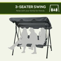 Outsunny 3-Seat Porch Swing with Canopy, Steel Hammock Bench Chair for Outdoor Patio, Gray(m-5)