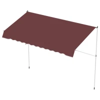 Outsunny 10x5ft Patio Sun Shade Canopy Manual Retractable Awning with 5.6-9.2ft Support Pole for Window, Door, Porch, Wine Red(m-2)