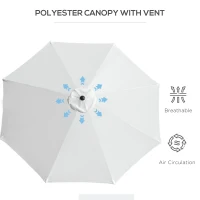 Outsunny 10' x 8' Patio Umbrella, Round Market Umbrella with Crank Handle and Tilt, Outdoor Parasol for Garden, Bench, White(m-9)