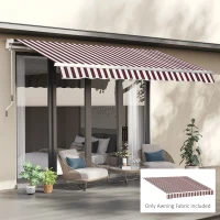Outsunny 9' x 8' Outdoor Sunshade Canopy Awning Cover, Retractable Awning Fabric Replacement, UV Protection, Red and White(m-1)