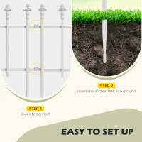 Outsunny Metal Decorative Garden Fence, 9.2' x 17.25" 5 Steel Panels, Decorative Border for Landscape, Flower Bed, Animals, White(m-4)