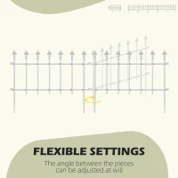 Outsunny Metal Decorative Garden Fence, 9.2' x 17.25" 5 Steel Panels, Decorative Border for Landscape, Flower Bed, Animals, White(m-5)