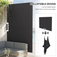 Outsunny 93" x 63" Patio Side Awning, Folding Outdoor Privacy Screen for Patio, Terrace, Balcony, Poolside, Deck, Dark Grey(m-6)