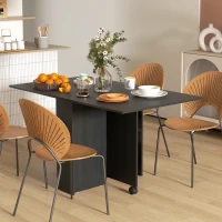 HOMCOM Foldable Dining Table with Storage Shelves, Drop Leaf, and Rolling Wheel(m-8)