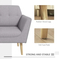 HOMCOM Upholstered Armchair, Modern Accent Chair with Tufted Pattern, Rubber Wood Legs for Living Room, Bedroom, Grey(m-6)