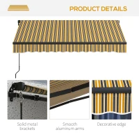 Outsunny 8' x 6.5' Retractable Awning, 280gsm UV Resistant Sunshade Shelter for Deck, Balcony, Yard, Amber and Dark Grey(m-9)