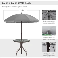 Outsunny 6 Pieces Outdoor Dining Set for 4 with Umbrella Patio Outdoor Furniture Set with Round Table 4 Folding Chairs Grey(m-6)