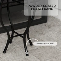 Outsunny Round Outdoor Table, Patio Bistro Coffee Table with Mosaic Top and Steel Frame for Garden(m-6)