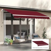 Outsunny 9' x 8' Outdoor Sunshade Canopy Awning Cover, Retractable Awning Fabric Replacement, UV Protection, Wine Red(m-1)