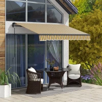 Outsunny 8' x 6.5' Retractable Awning, 280gsm UV Resistant Sunshade Shelter for Deck, Balcony, Yard, Amber and Dark Grey(m-1)