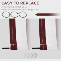 Outsunny 9' x 8' Outdoor Sunshade Canopy Awning Cover, Retractable Awning Fabric Replacement, UV Protection, Red and White(m-5)