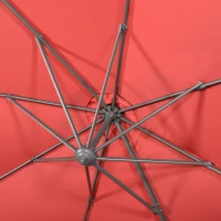Outsunny 9.6' Cantilever Patio Umbrella Outdoor Hanging Offset Umbrella, Cross Base, 360° Rotation Aluminum Poles, Wine Red(m-10)