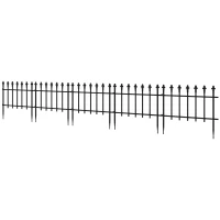 Outsunny Metal Decorative Garden Fence, 9.2' x 17.25" 5 Steel Panels, Decorative Border for Landscape, Flower Bed, Animals, Black(m-11)