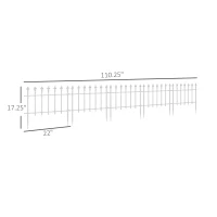 Outsunny Metal Decorative Garden Fence, 9.2' x 17.25" 5 Steel Panels, Decorative Border for Landscape, Flower Bed, Animals, White(m-3)
