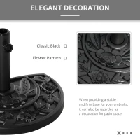 Outsunny 20 lb Heavy Duty Half Umbrella Base, Outdoor Concrete Umbrella Stand, Patio Half Round Base for Market Umbrella, Black(m-4)