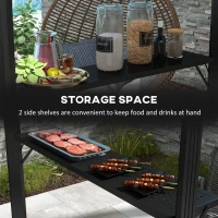 Outsunny 6' x 8' Metal Roof BBQ Grill Gazebo, Hardtop Gazebo with Aluminum Frame and 2 Side Shelves(m-6)