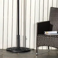 Outsunny 20 lb Heavy Duty Half Umbrella Base, Outdoor Concrete Umbrella Stand, Patio Half Round Base for Market Umbrella, Black(m-10)