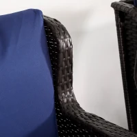 Outsunny Outdoor Wicker Rocking Chair, Rattan Rocker with Cushions, Steel Frame for Patio, Garden, Backyard, Dark Blue(m-8)