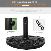 Outsunny 20 lb Heavy Duty Half Umbrella Base, Outdoor Concrete Umbrella Stand, Patio Half Round Base for Market Umbrella, Black(m-6)