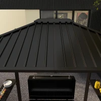 Outsunny 6' x 8' Metal Roof BBQ Grill Gazebo, Hardtop Gazebo with Aluminum Frame and 2 Side Shelves(m-8)