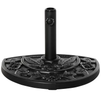 Outsunny 20 lb Heavy Duty Half Umbrella Base, Outdoor Concrete Umbrella Stand, Patio Half Round Base for Market Umbrella, Black(m-2)