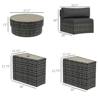 Outsunny 8 Piece Patio Furniture Set with 4 Rattan Sofa Chairs & 4 Tables with Storage & Umbrella Hole, Mixed Gray(m-3)