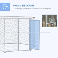 PawHut 9.2' x 8' x 5.6' Dog Kennel Outdoor for Medium and Large-Sized Dogs with Lockable Door, Silver(m-6)