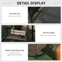 Outsunny 3 Piece Rocking Bistro Set, Outdoor Wicker Patio Conversation Set with Rockers, Table, Cushions, for Garden, Dark Blue(m-6)