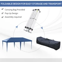 Outsunny 10' x 19' Pop Up Tent Garden Outdoor Party Tent Easy Set Up Gazebo Canopy Market Event Sunshade Blue(m-4)