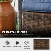 Outsunny 3 Piece Rocking Bistro Set, Outdoor Wicker Patio Conversation Set with Rockers, Table, Cushions, for Garden, Dark Blue(m-4)