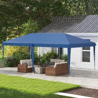 Outsunny 10' x 19' Pop Up Tent Garden Outdoor Party Tent Easy Set Up Gazebo Canopy Market Event Sunshade Blue(m-1)