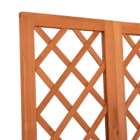 Outsunny Wood Outdoor Bench with Trellis for Climbing Plants and 2 Planter Boxes Garden Planter with Bench Privacy Panel Brown(m-9)