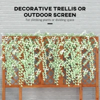 Outsunny Wood Outdoor Bench with Trellis for Climbing Plants and 2 Planter Boxes Garden Planter with Bench Privacy Panel Brown(m-5)