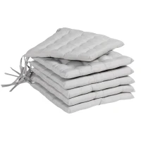 Outsunny 6-Piece Seat Cushion Pillows Replacement, Button Tufted Patio Chair Cushions Set with Ties, Light Grey(m-7)