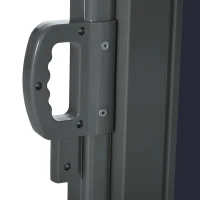 Outsunny 118" x 63" Outdoor Folding Privacy Screen Retractable Side Awning Patio with Resistance to UV Rays and Wind Dark Blue(m-9)