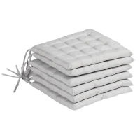 Outsunny 6-Piece Seat Cushion Pillows Replacement, Button Tufted Patio Chair Cushions Set with Ties, Light Grey(m-10)