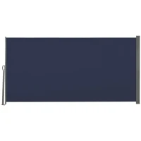 Outsunny 118" x 63" Outdoor Folding Privacy Screen Retractable Side Awning Patio with Resistance to UV Rays and Wind Dark Blue(m-2)