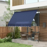 Outsunny 10' x 3' Manual Retractable Awning, Non-Screw Freestanding Patio Awning, UV Resistant, for Window or Door, Blue(m-1)