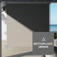 Outsunny 6' x 6' Patio Door Blinds, Outdoor Roller Shades, Cordless Roll Up Shade for Porch Gazebo, Light Grey(m-7)