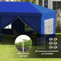 Outsunny 10' x 20' Pop Up Canopy Tent Outdoor Portable Easy Up Party Tent Garden Shade Shelter with Walls Carrying Bag, Blue(m-6)