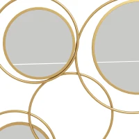 HOMCOM Metal Wall Mirror Decor, Modern Decorative Wall Art, Hanging Home Decor for Living Room Bedroom, Gold Tone(m-9)