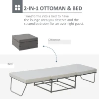 HOMCOM 2 In 1 Folding Sofa Bed Home Lounge Cot Guest Hideaway Sleeper Ottoman w/ Thick Padded Sponge & Storage Box(m-4)