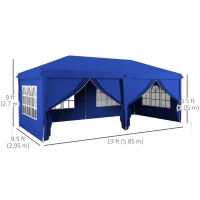 Outsunny 10' x 20' Pop Up Canopy Tent Outdoor Portable Easy Up Party Tent Garden Shade Shelter with Walls Carrying Bag, Blue(m-3)