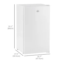 HOMCOM Compact Refrigerator, Mini Fridge with Freezer, Adjustable Shelf, Mechanical Thermostat and Reversible Door, White(m-3)