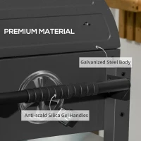 Outsunny Tabletop Charcoal Grill, Portable BBQ with Ash Catcher and Thermometer for Backyard, Camping, Picnic, Black(m-6)