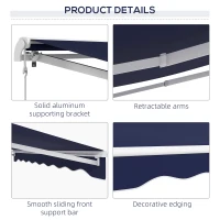 Outsunny 10' x 8' Retractable Awning, Electric Awning, UV Protection Sun Shade Shelter with Remote and Crank Handle, Dark Blue(m-7)