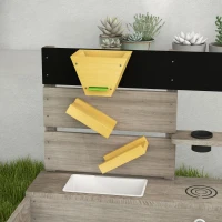 Outsunny Wooden Kids Sandbox with Liner, Kitchen Design for Garden, Backyard(m-9)