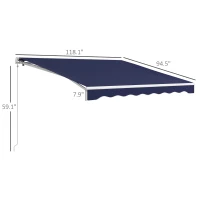 Outsunny 10' x 8' Retractable Awning, Electric Awning, UV Protection Sun Shade Shelter with Remote and Crank Handle, Dark Blue(m-3)