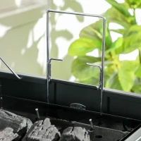 Outsunny Tabletop Charcoal Grill, Portable BBQ with Ash Catcher and Thermometer for Backyard, Camping, Picnic, Black(m-9)