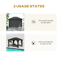Outsunny 10' x 12' Hardtop Gazebo with Galvanized Steel Roof, Metal Canopy with Top Hook, Netting and Curtains, Dark Gray(m-7)
